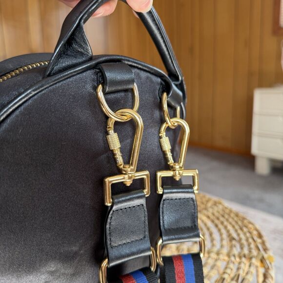 Puma X Balmain Leather Satin Round Backpack Black Gold Streetwear RARE find! - Picture 6 of 15